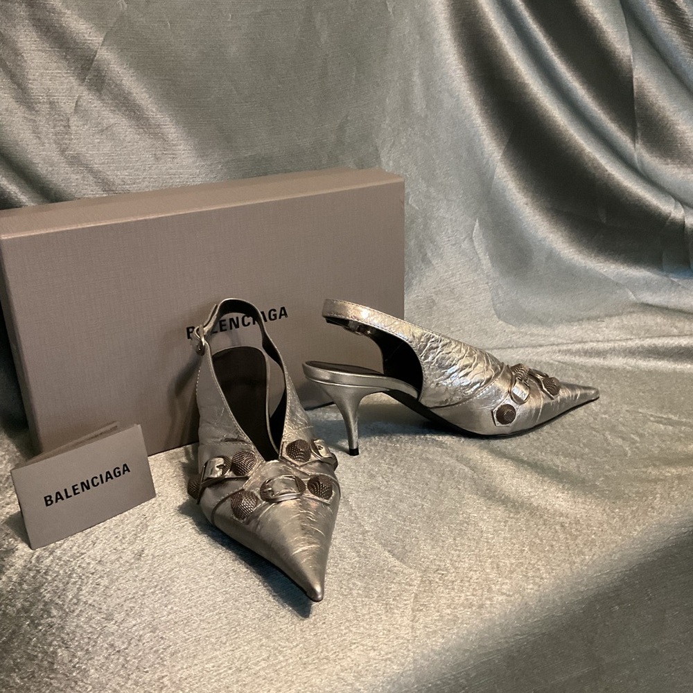 BALENCIAGa Slingback silver studded pumps - Picture 2 of 4